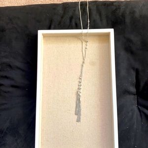 Double tassel silver necklace